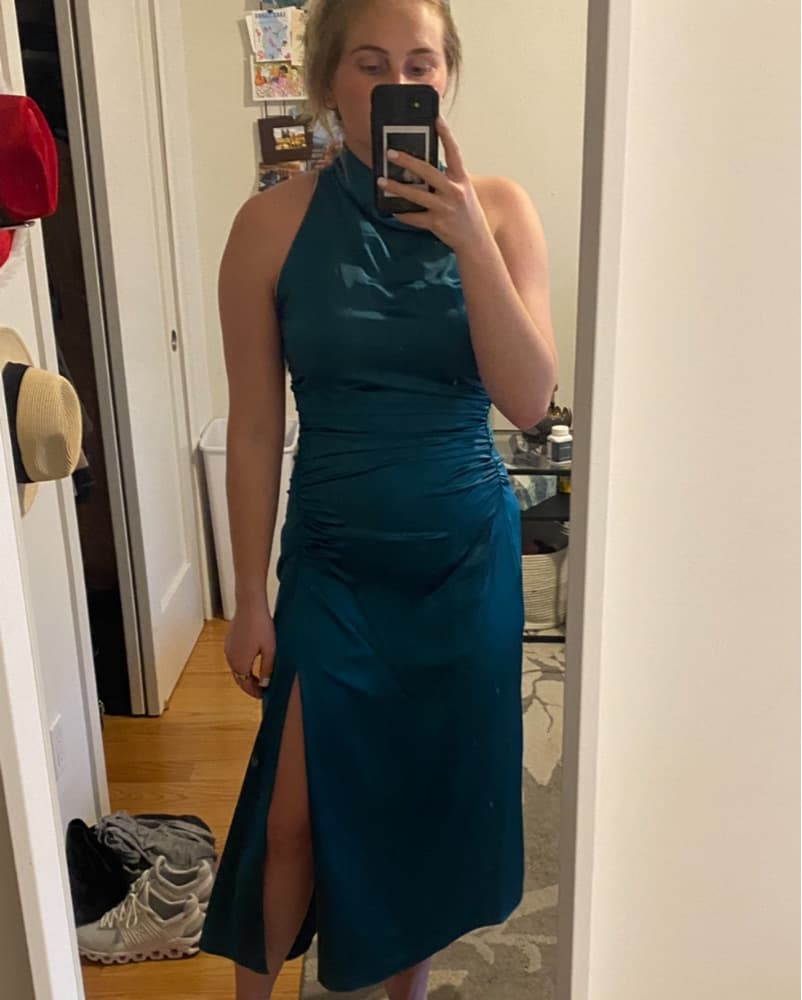 A.L.C. Inez Satin Halter Dress Emerald  - Image 3