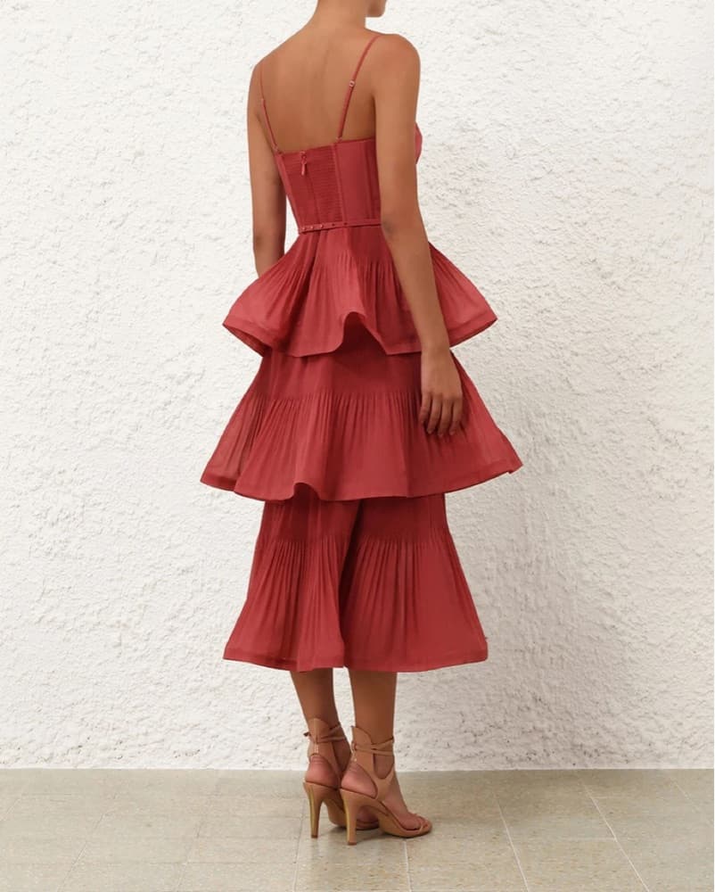 Zimmermann Pleated Tiered Midi Dress  - Image 4