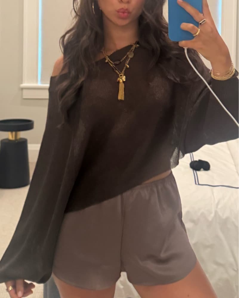 Chic Off-The-Shoulder Dress with Gold Accents - Image 2