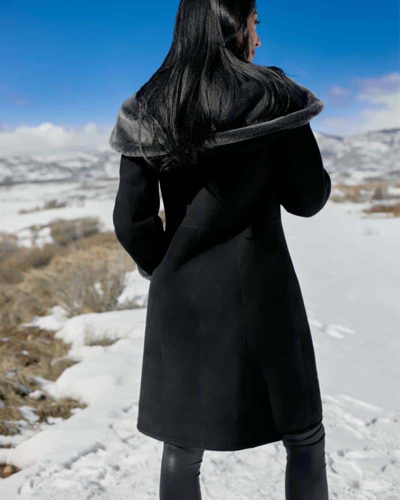 38″ Genuine Merino Shearling Fur Coat - Image 3