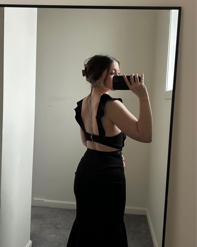 Black Cut Out Midi Dress - Image 2