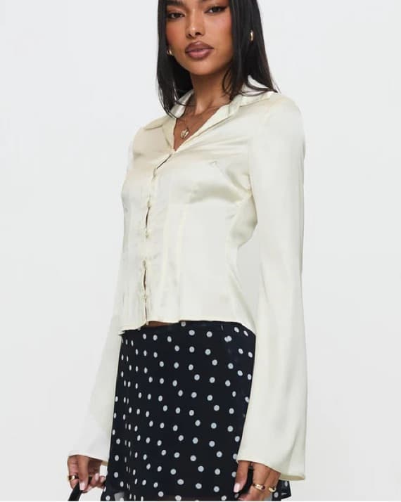 Satin Long Sleeve Top - Image 3