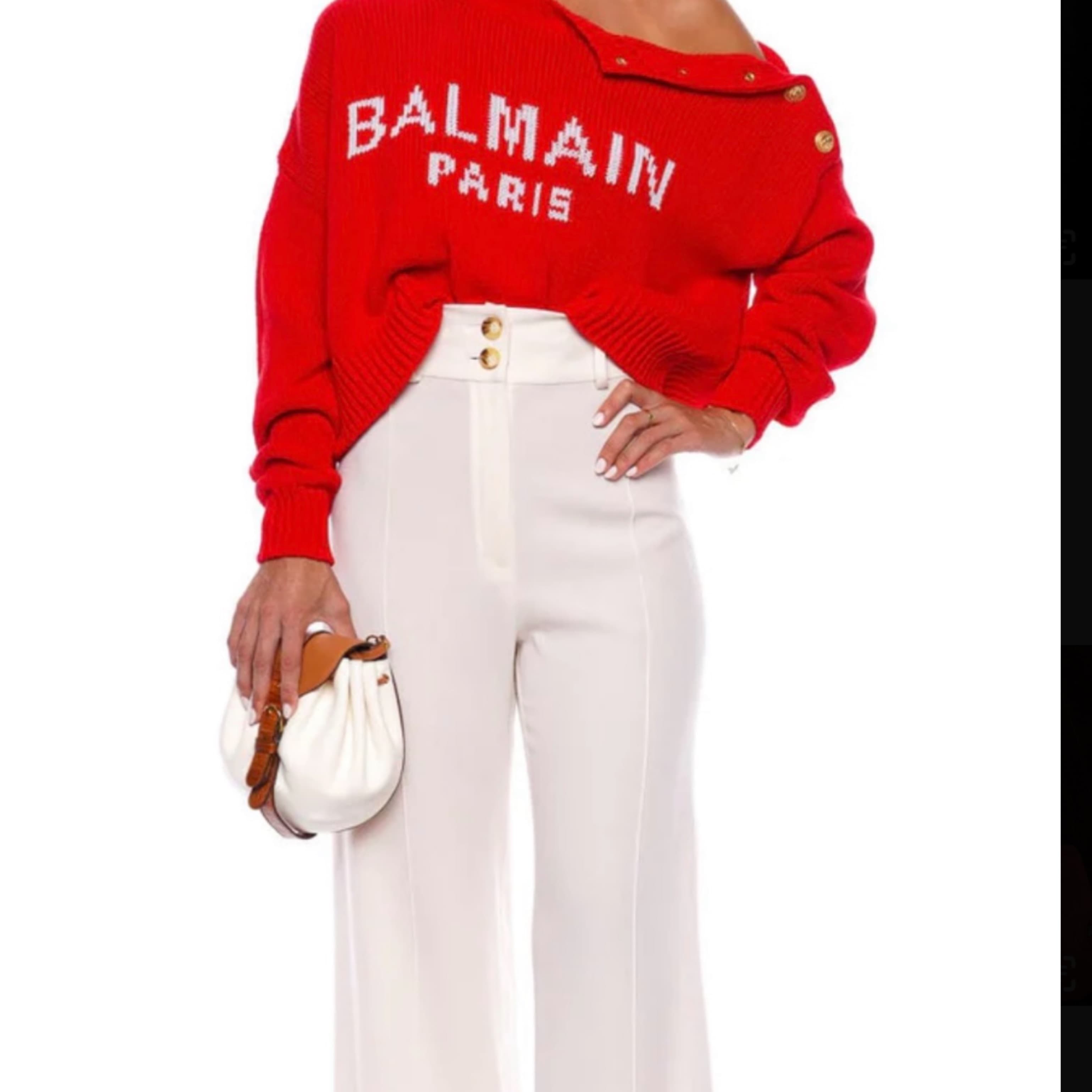 Balmain Red Sweater Gold Buttons  - Image 1