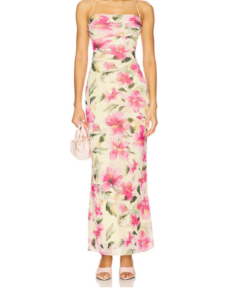 Floral Satin Maxi Dress - Image 1