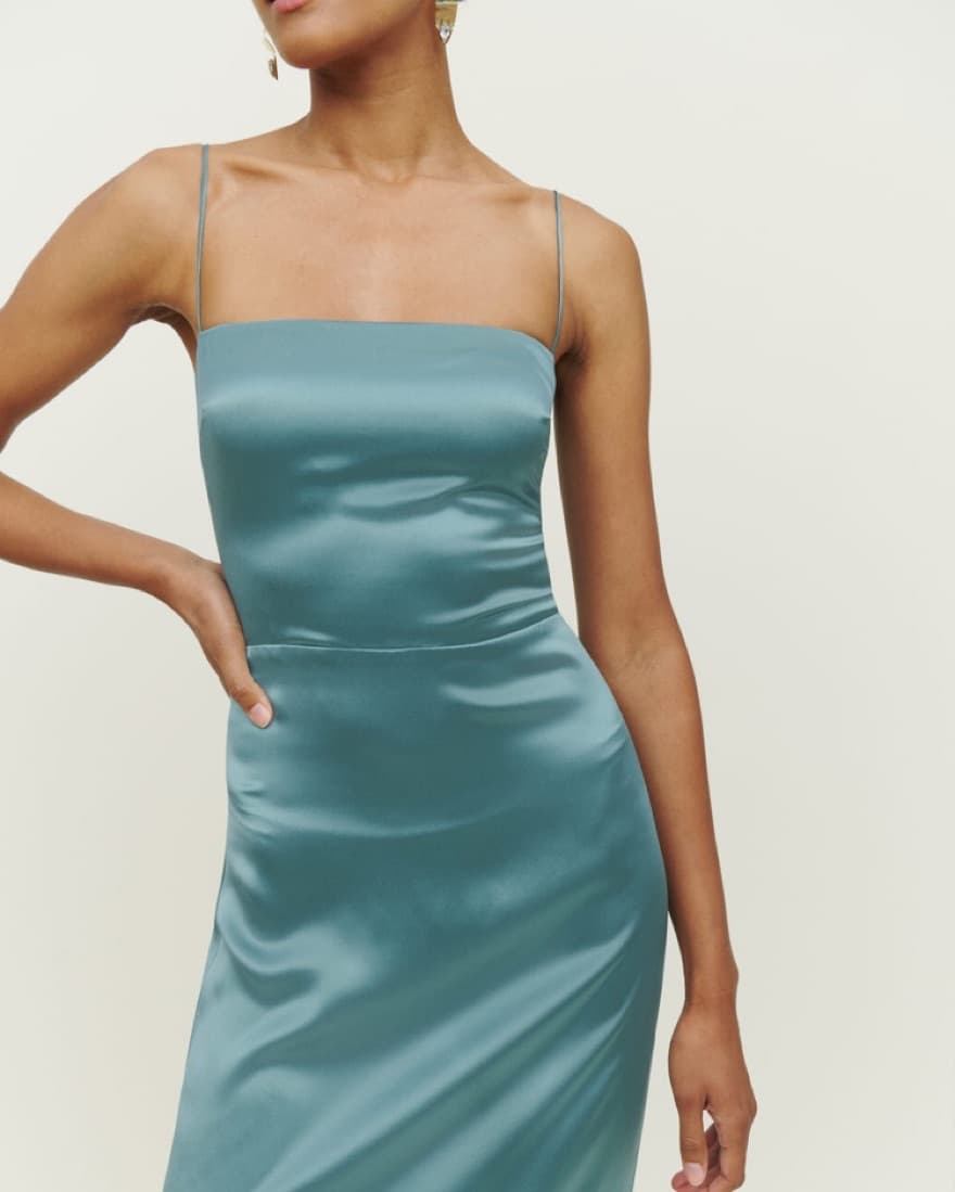 Reformation Aqua Silk Long Dress $298 - Image 2