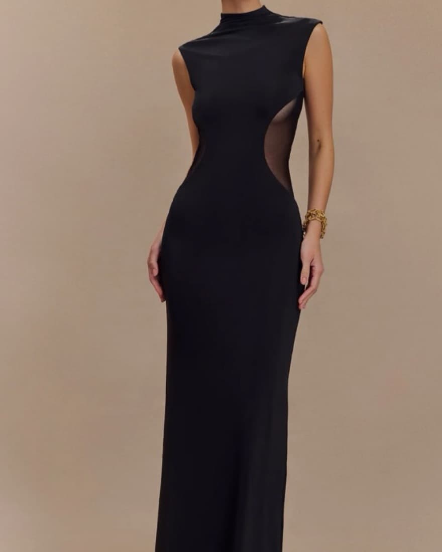 Massie - Slinky And Mesh Maxi Dress - Image 1