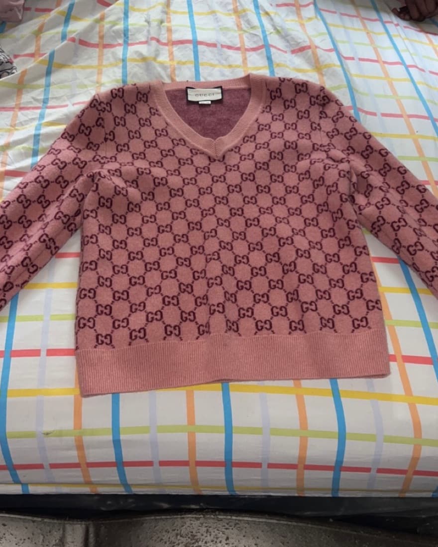 Gucci Monogram Felted-wool Blend V-neck  - Image 3