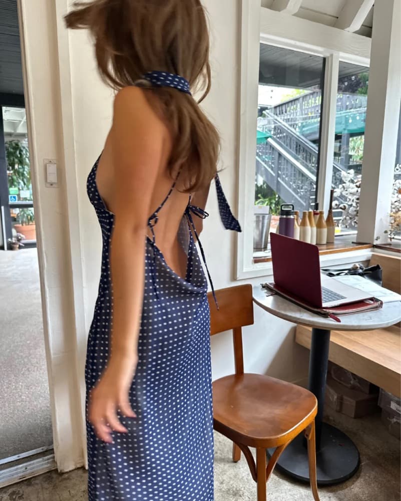 Enduring Kairos Polka Dot Midi Dress - Image 2