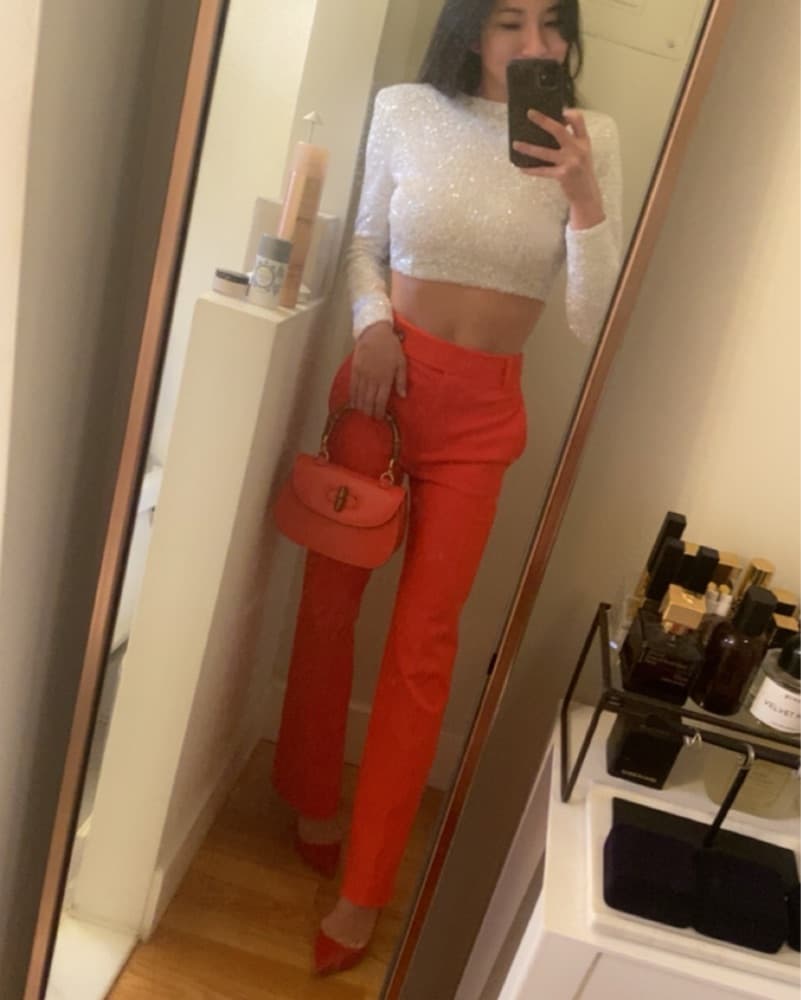 Red Victoria Beckham Tailored Pants - Image 1