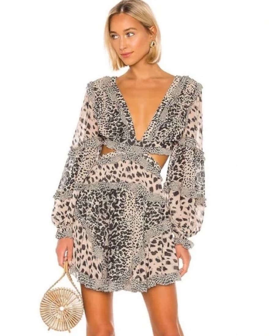 LEOPARD PRINT CHIFFON MINI DRESS - Image 1