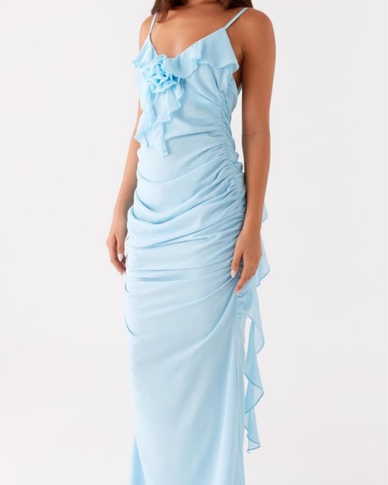 Blue Low Back Dress - Image 3