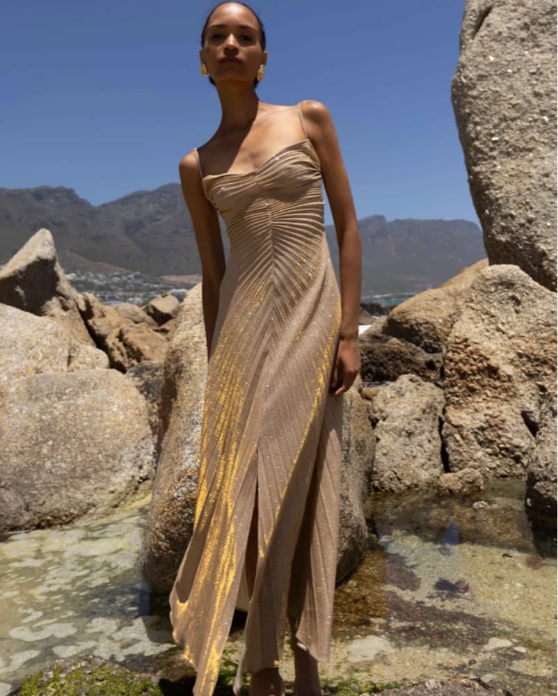 Relic Pleated Metallic Maxi Dress - Image 2