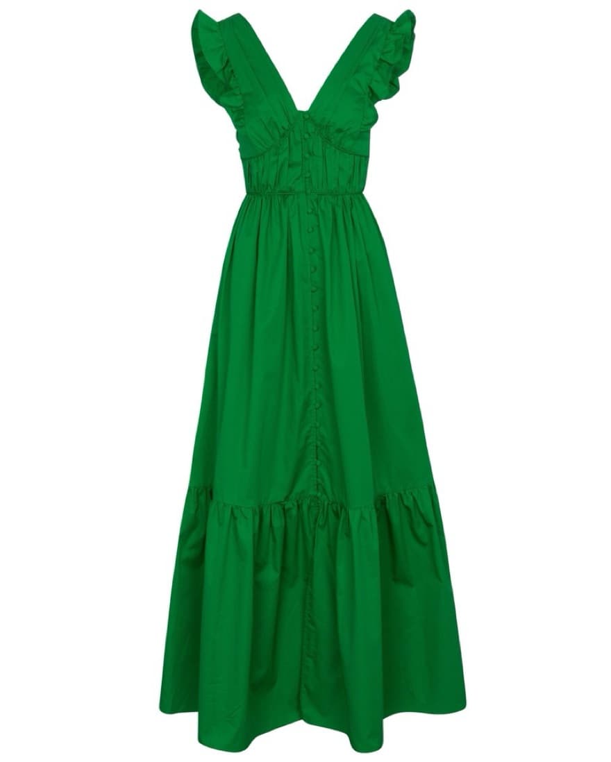 Self Portrait Green Cotton Maxi Dress  - Image 3