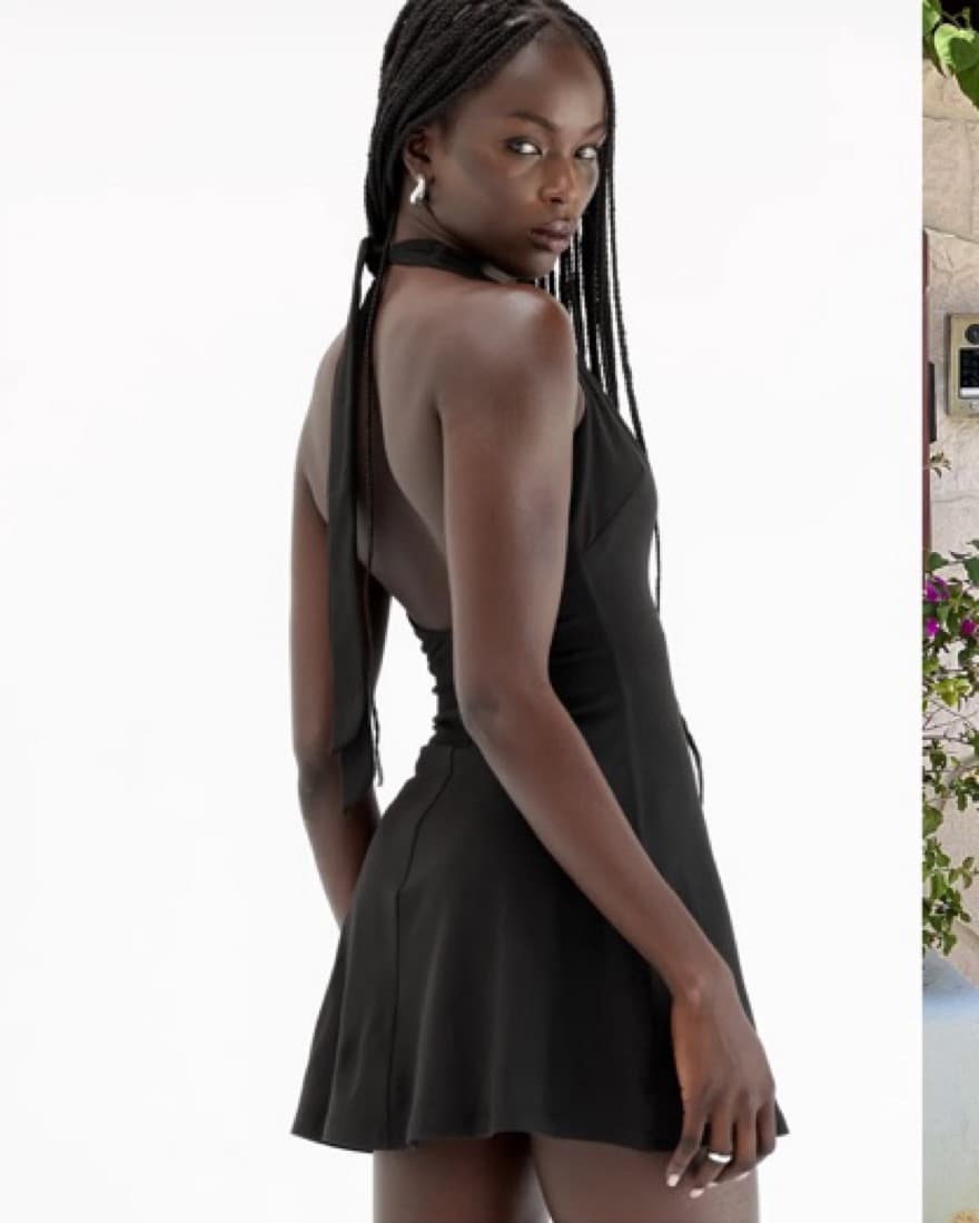 Charcoal Black Halter Mini Dress - Image 3
