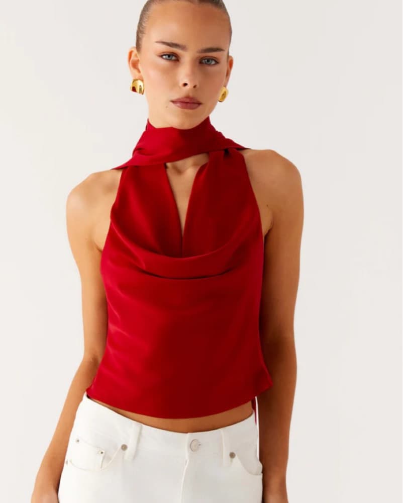Vibrant Red Halter  Top - Image 1