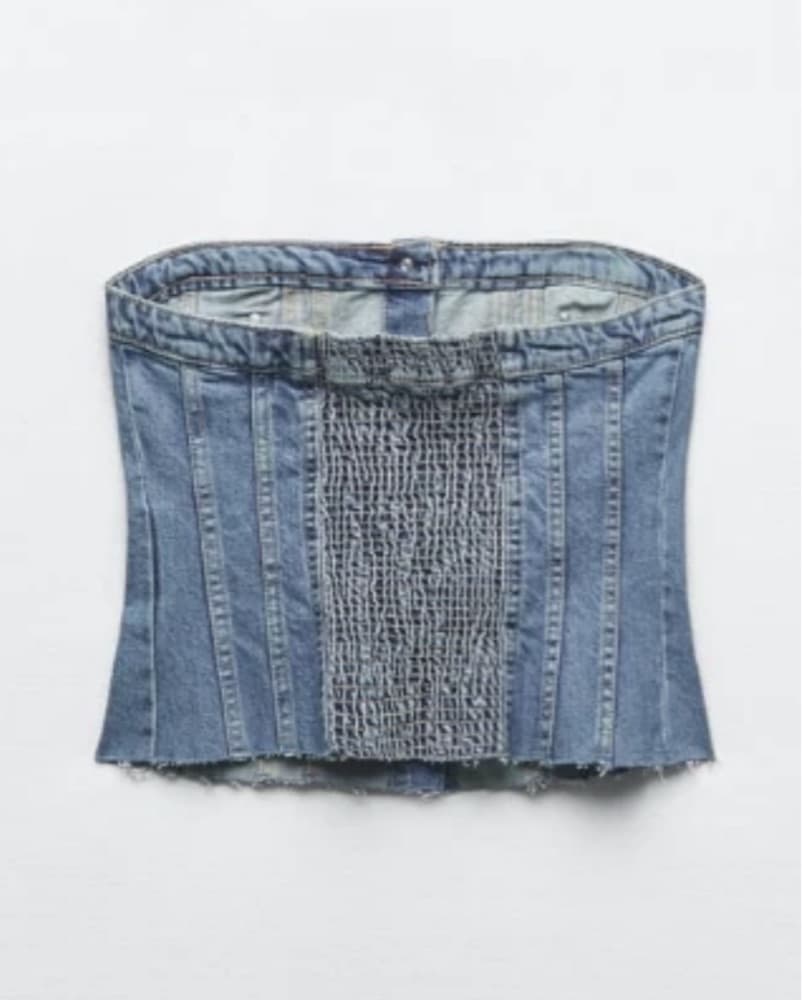 Zara Strapless Denim Crop Top  - Image 3