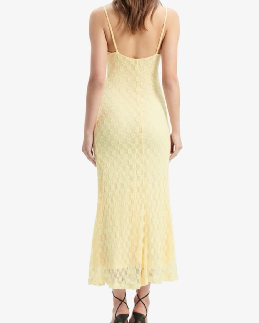 Adoni Mesh Midi Dress In Canary Yellow - Image 4
