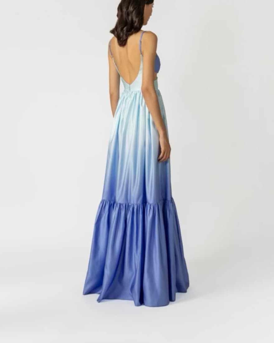 Sau Lee Blue Nova Satin Gown  - Image 2