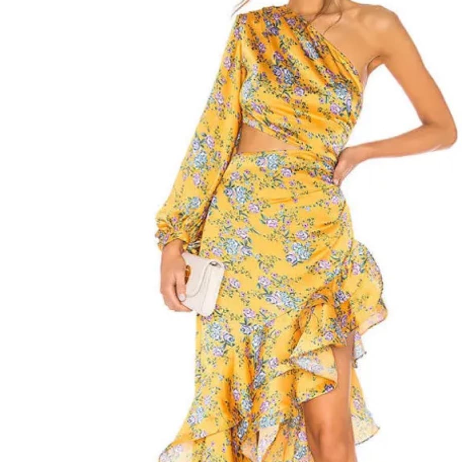 Yellow One Shoulder Maxi Dress - Image 2