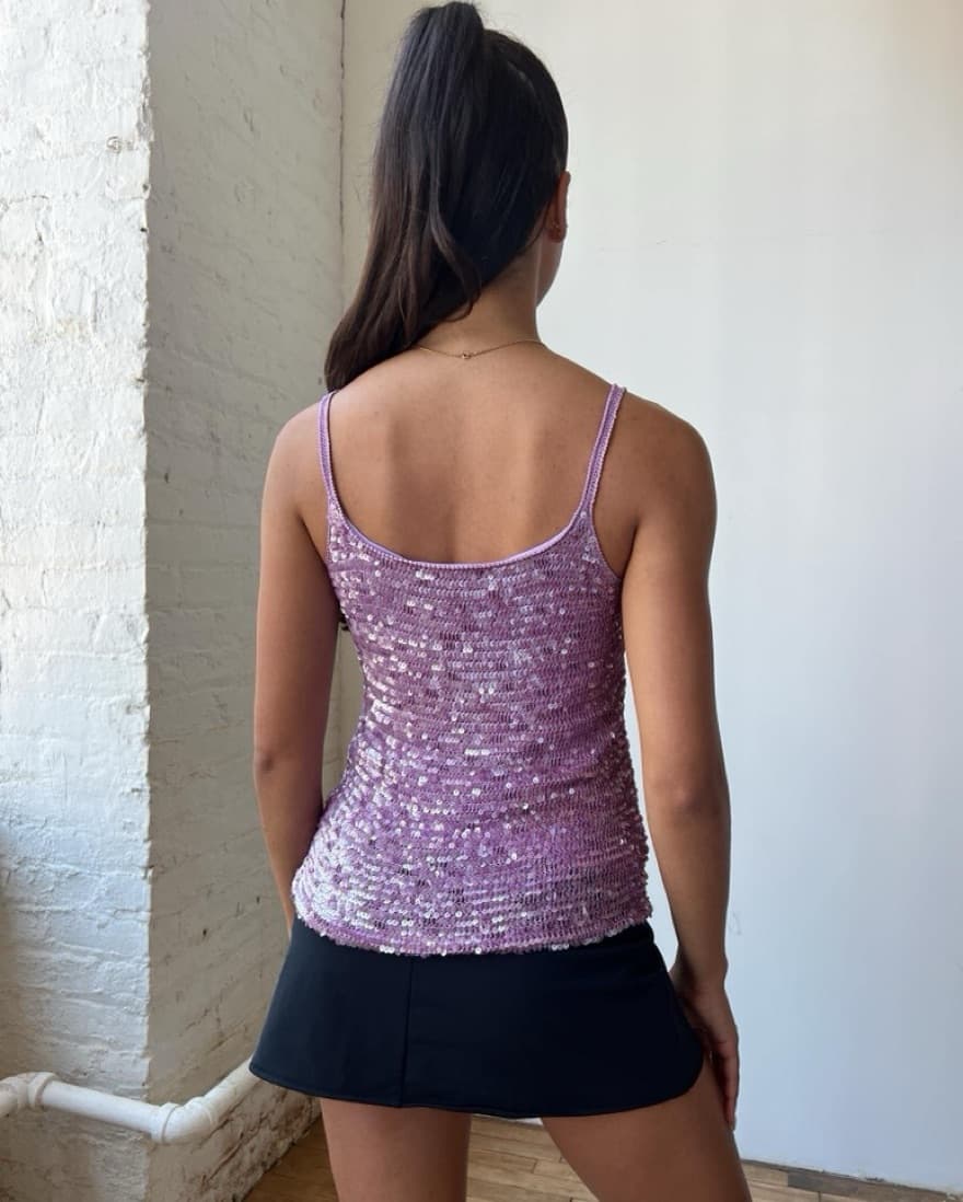Y2k Purple Beaded Tank - Image 2