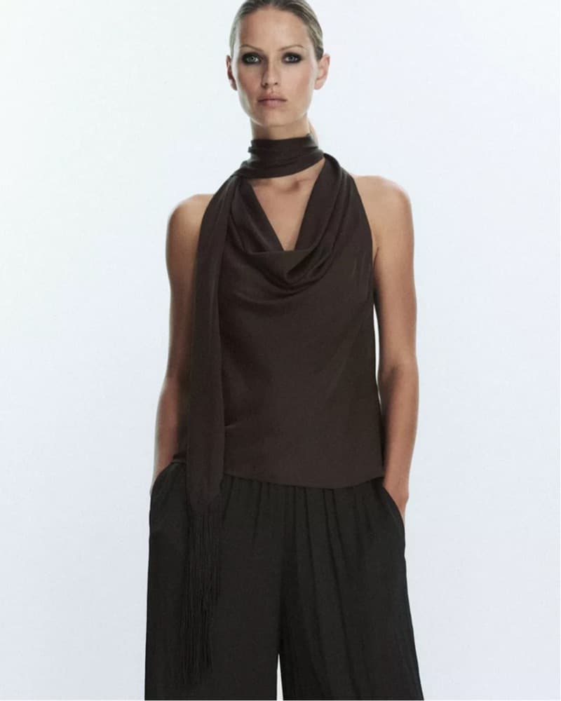 Fringed Satin Scarf Top - Image 4