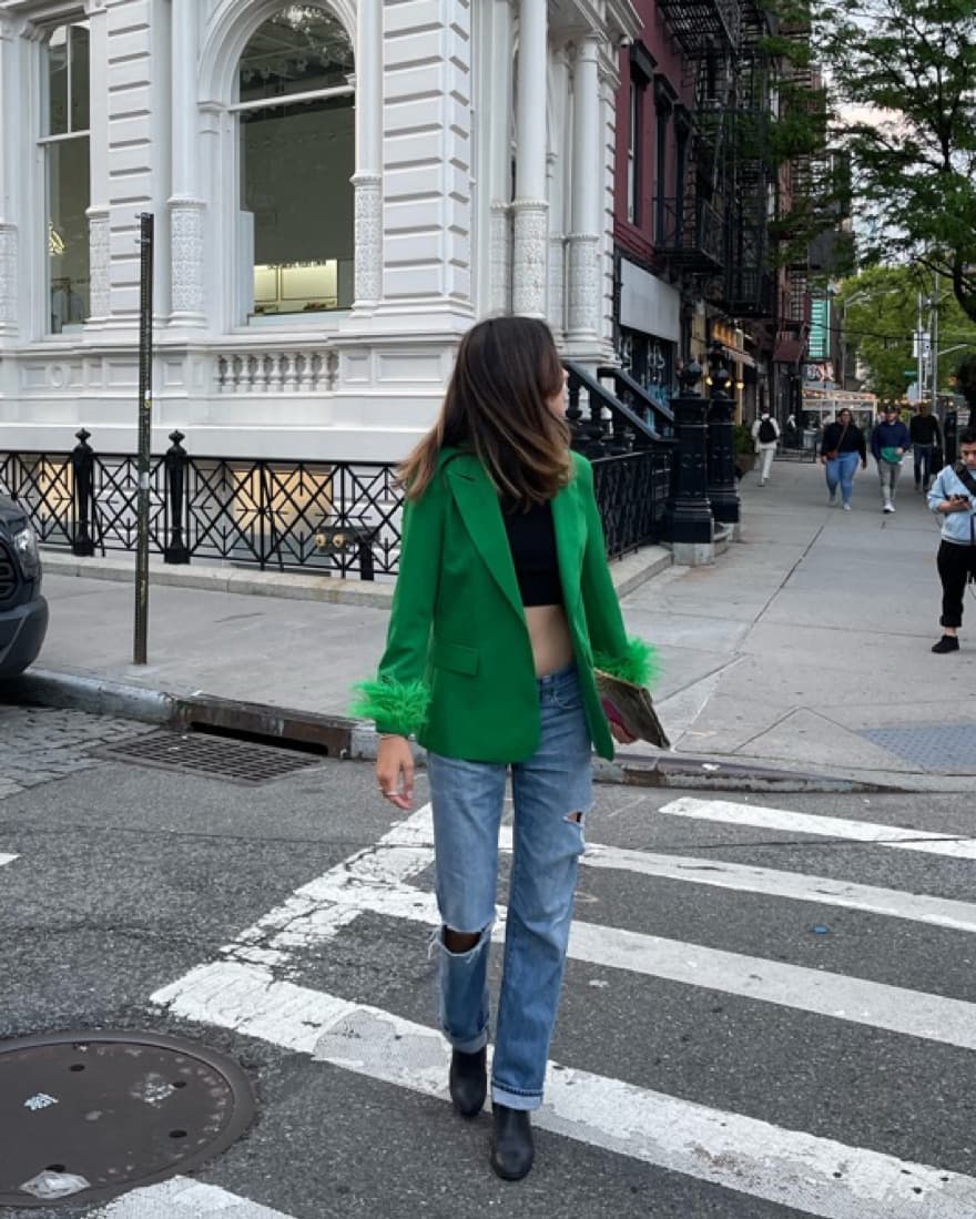 Vintage Green Feather Blazer  - Image 3