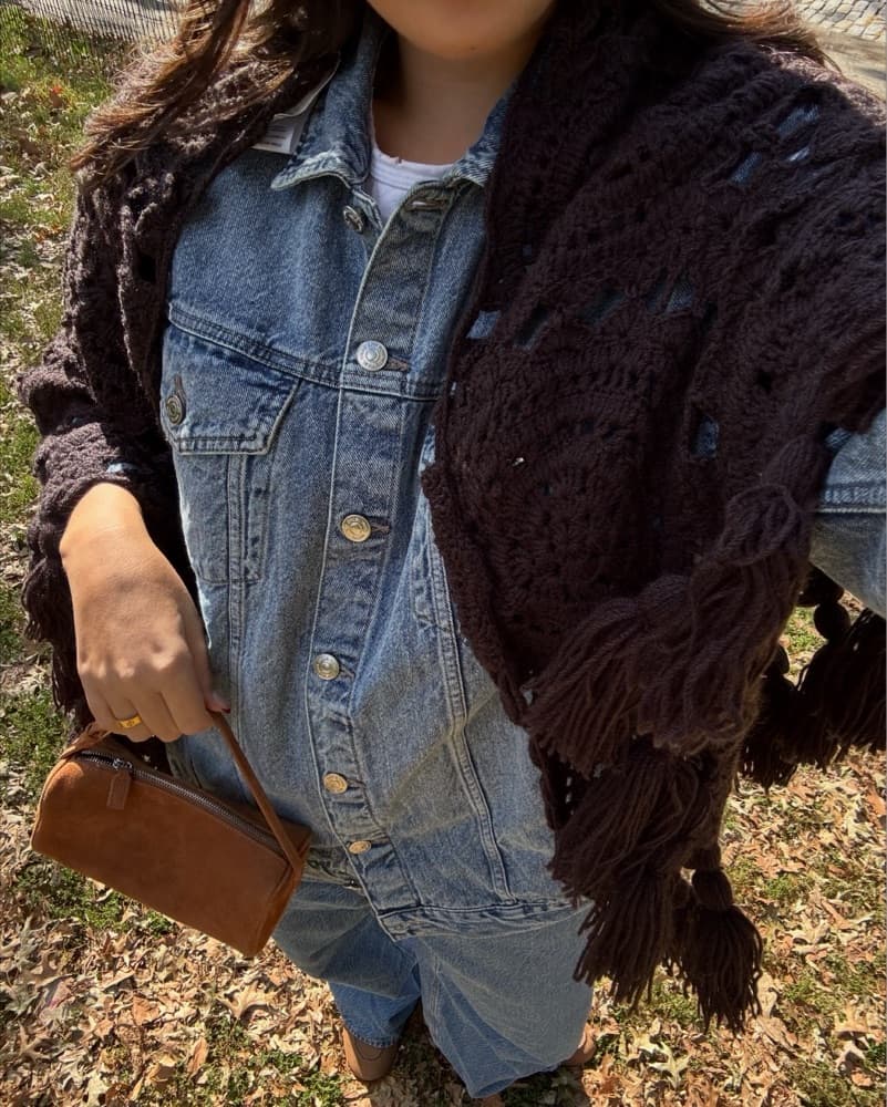 Brown Crochet Poncho - Image 2