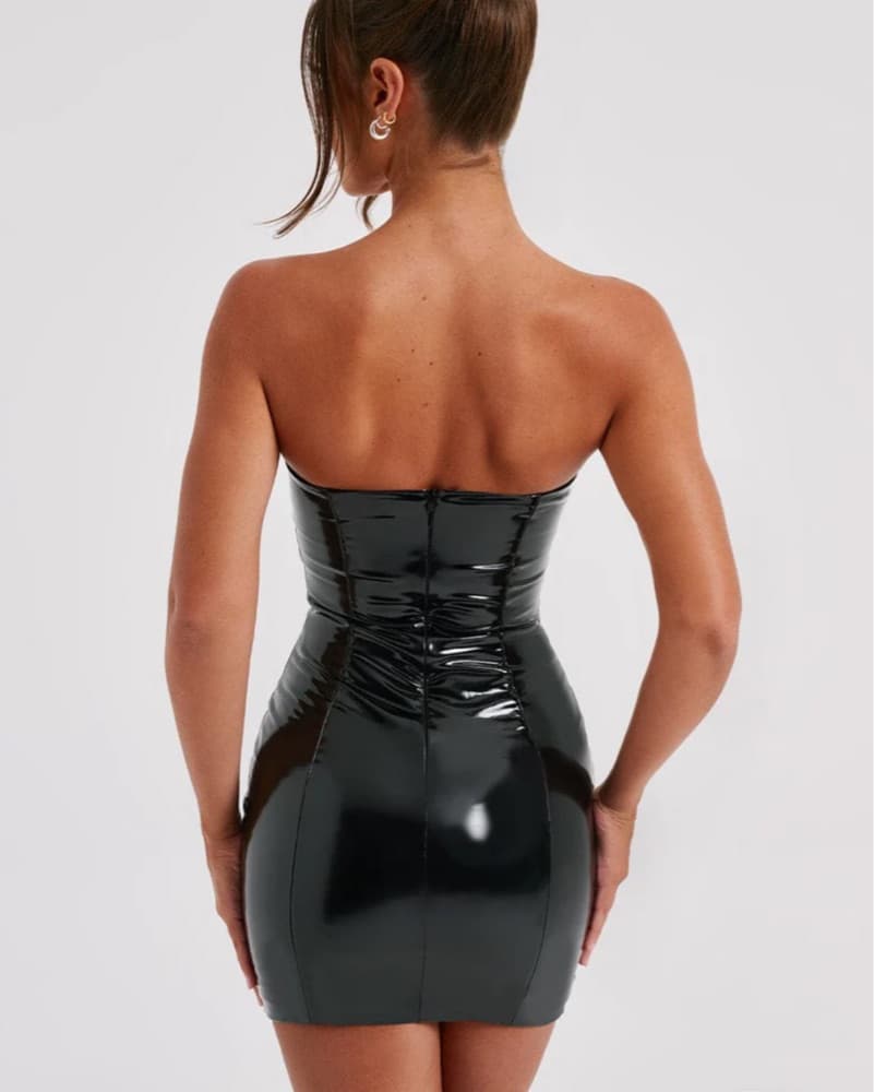 “Janet” PVC Bodycon Strapless Mini - Image 2