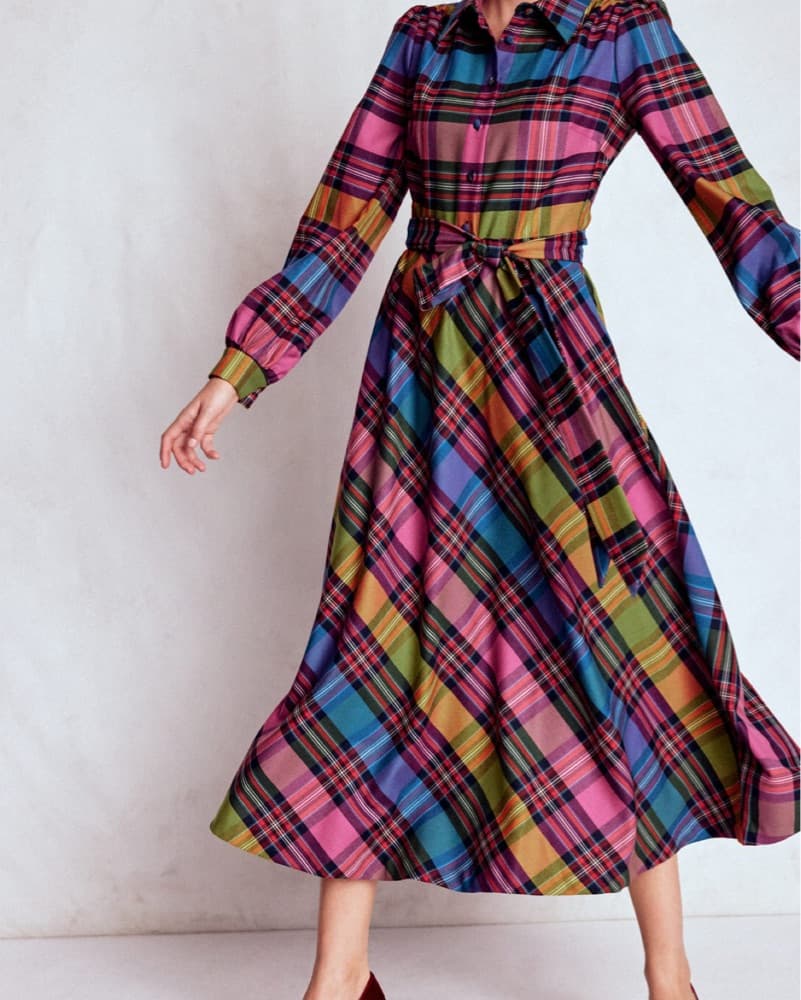 Boden Vivienne Check Midi Dress - Image 4