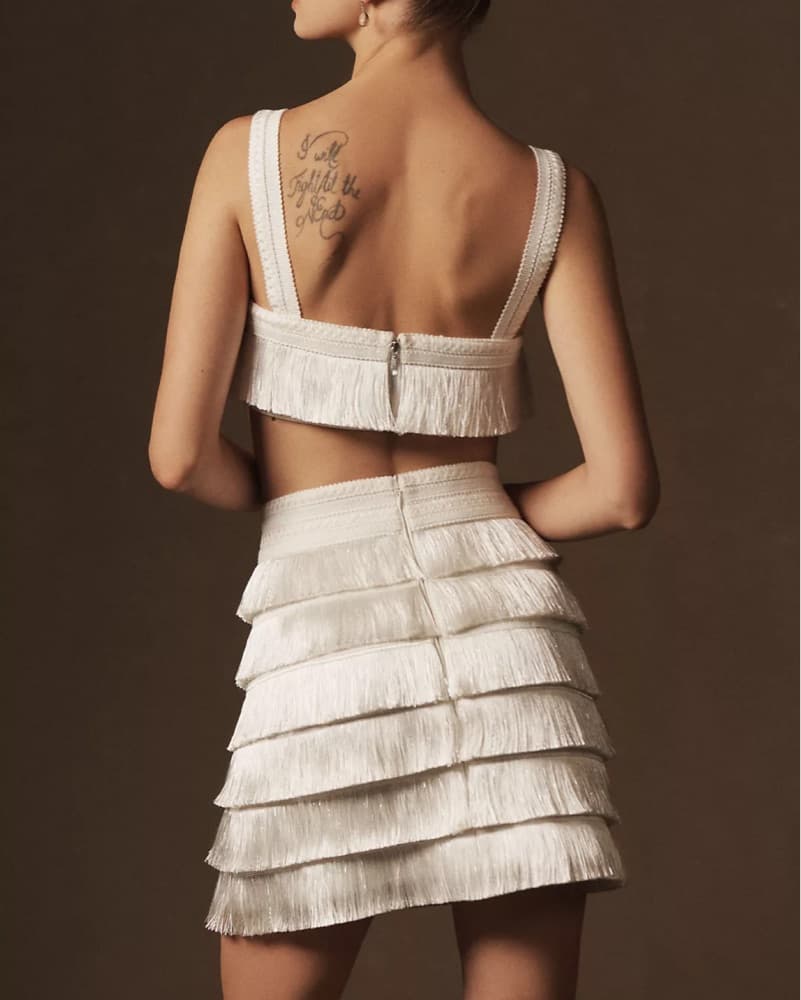 Fringe Crop Top & Mini Skirt Set - Image 2