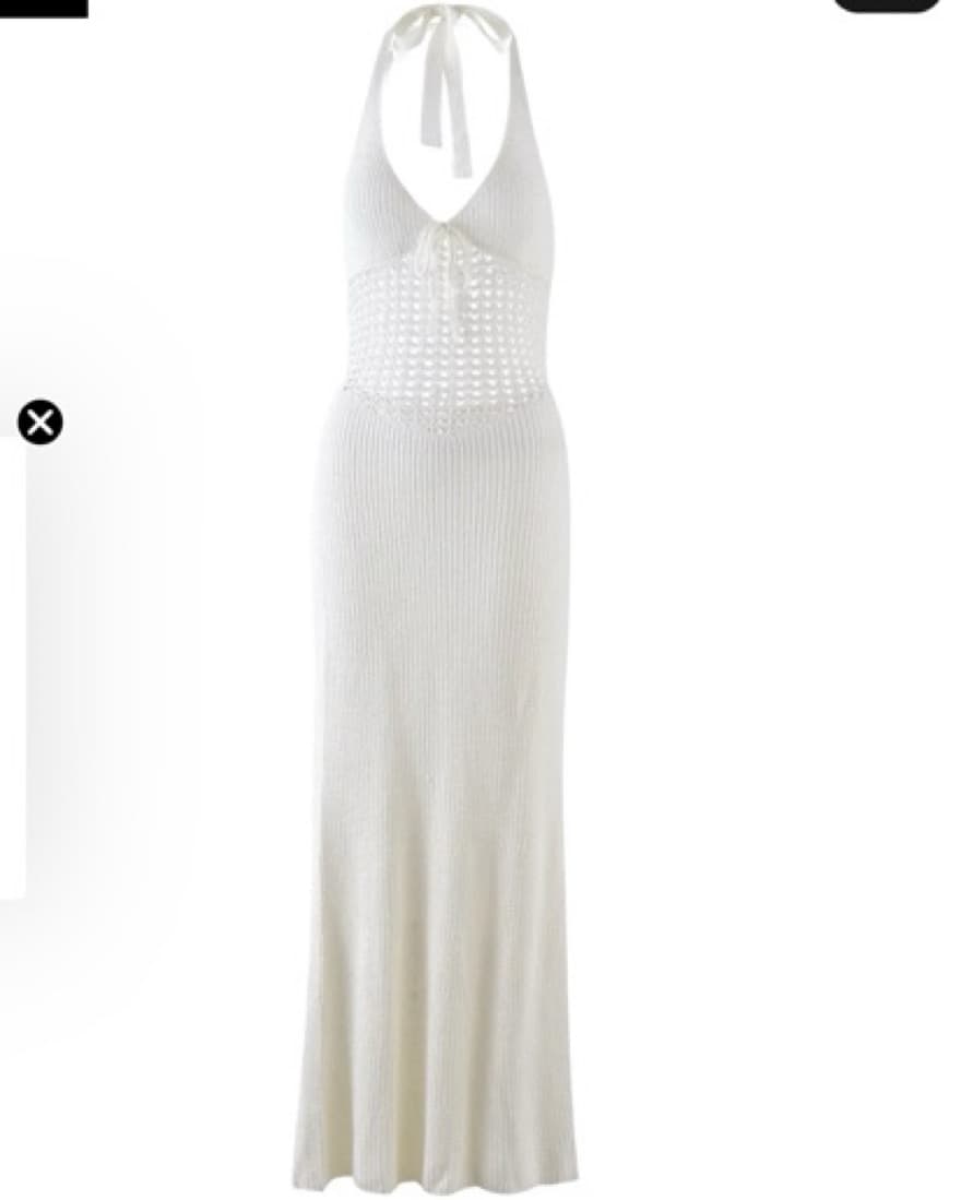 White crochet open back dress - Image 5