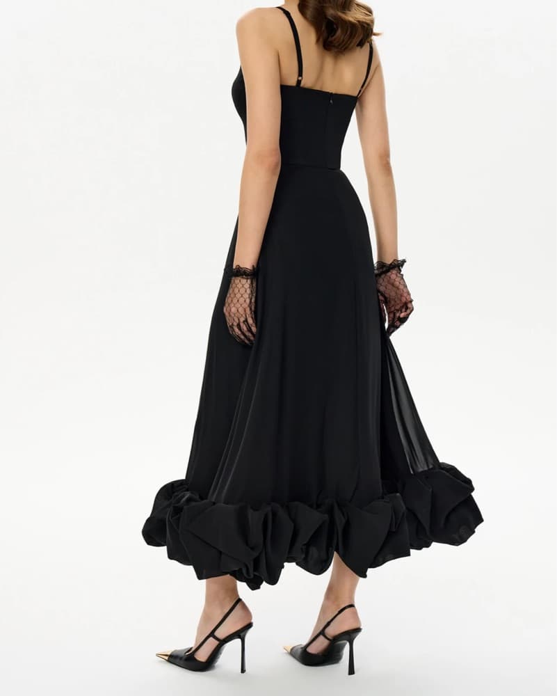 Post Meridiem Flounce Bustier Midi Dress - Image 4