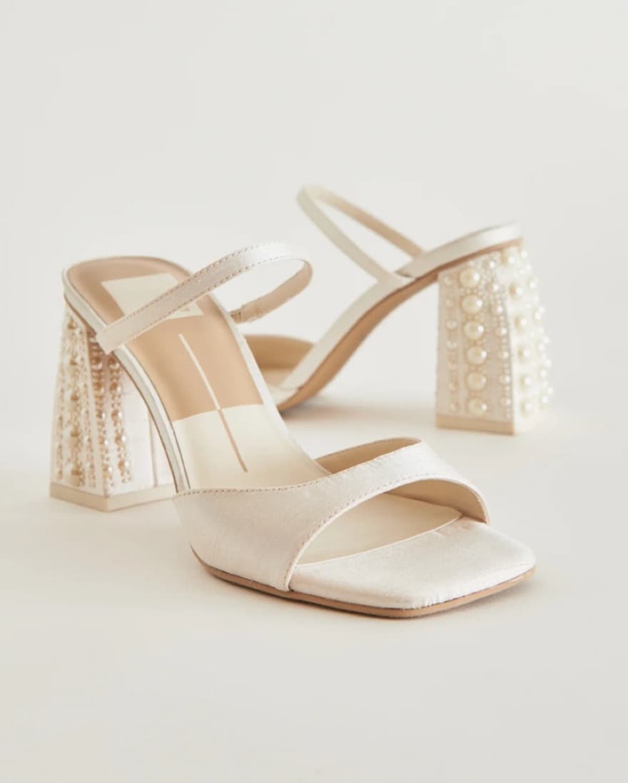 Jemmy Pearl Heels Ivory Silk - Image 1