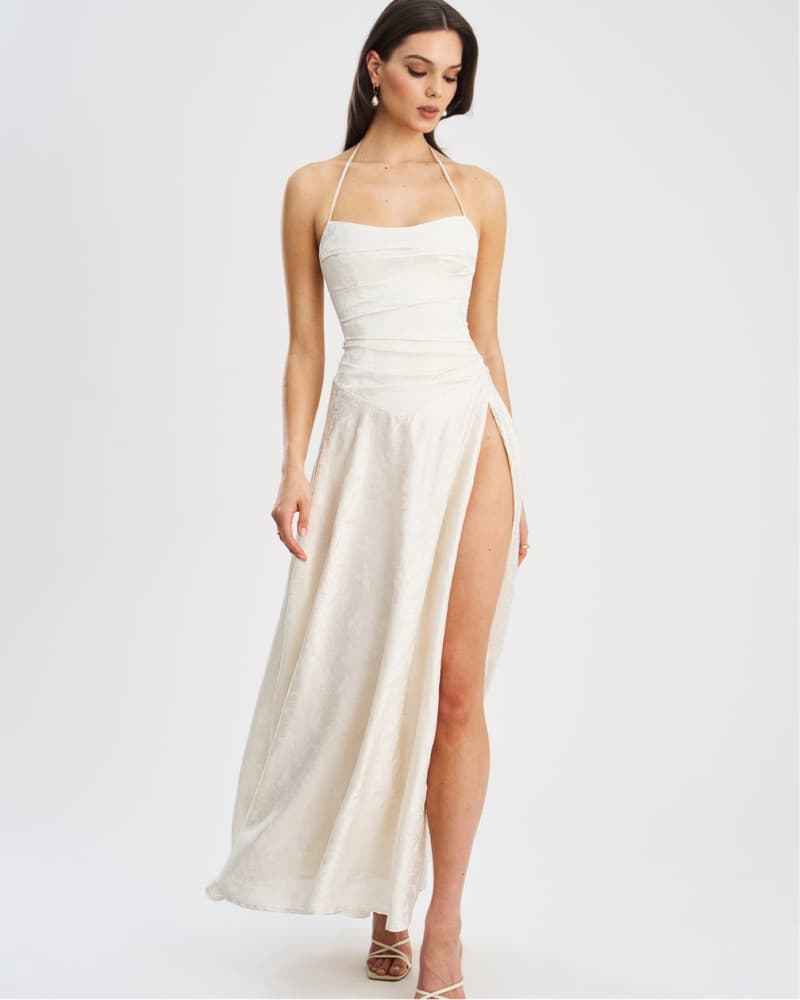 Miss Circle Pearl Jacquard Ruched Dress - Image 1