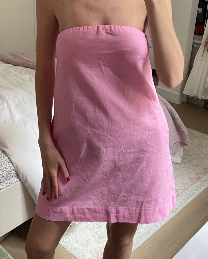 Free People Pink Linen Tube Dress - Image 4