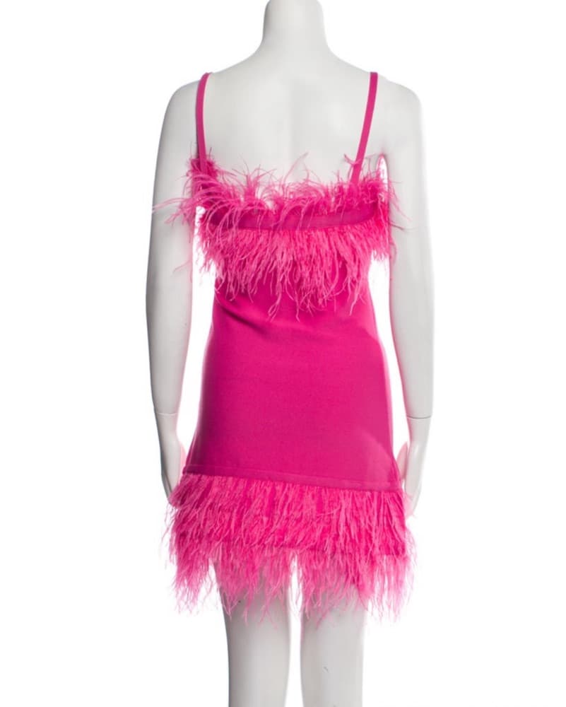 Staud Pink Feather Mini Dress  - Image 4