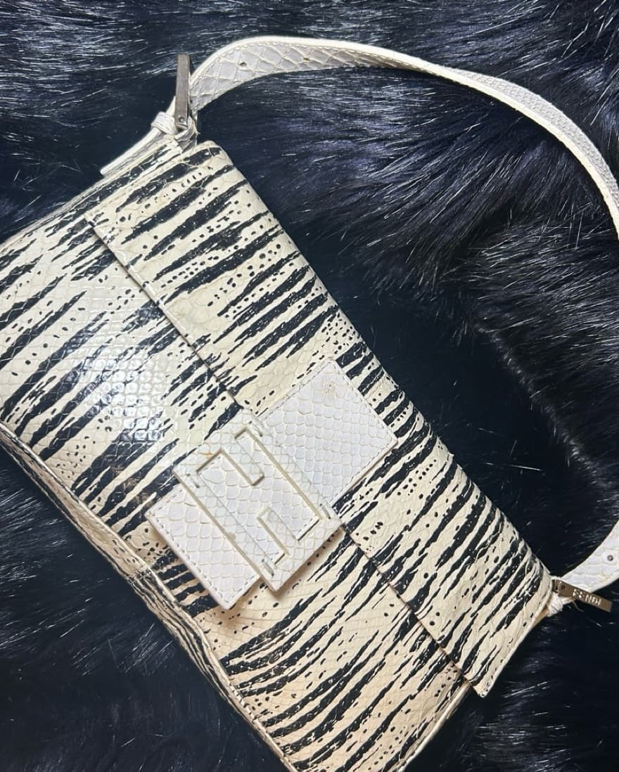 Fendi Zebra-Embossed Leather Clutch - Image 1