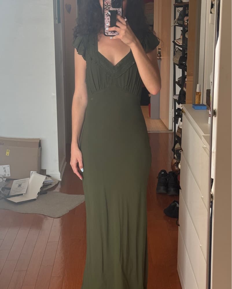 Reformation Pearce Green Dress - Image 1