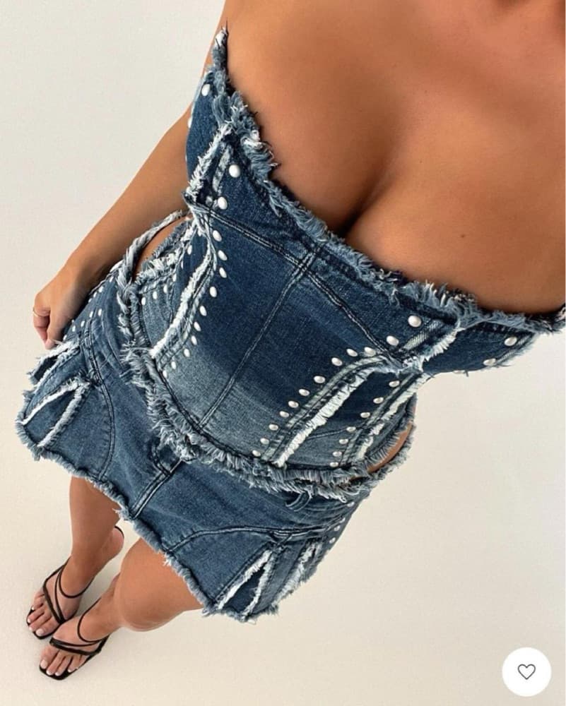 Outcast Denim Corset Set (Top and Skirt) - Image 2