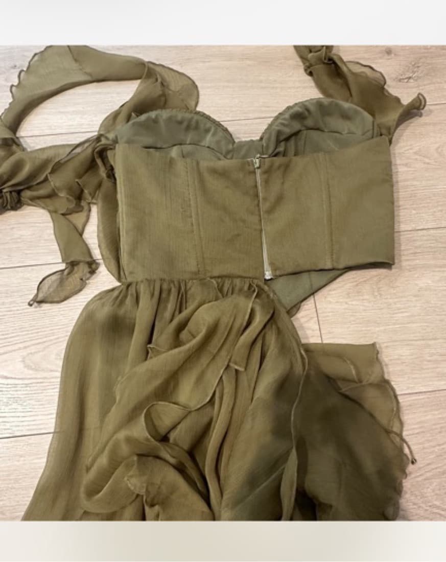 olive green long dress  - Image 3