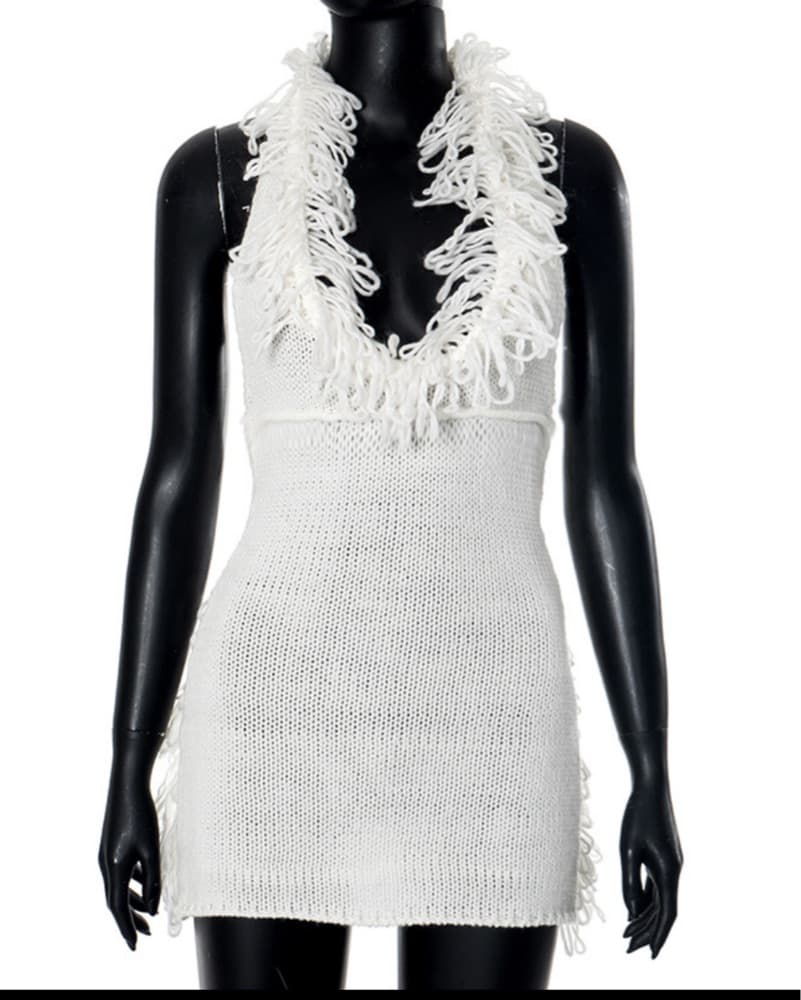 Chic Micas White Knit Dress - Image 4