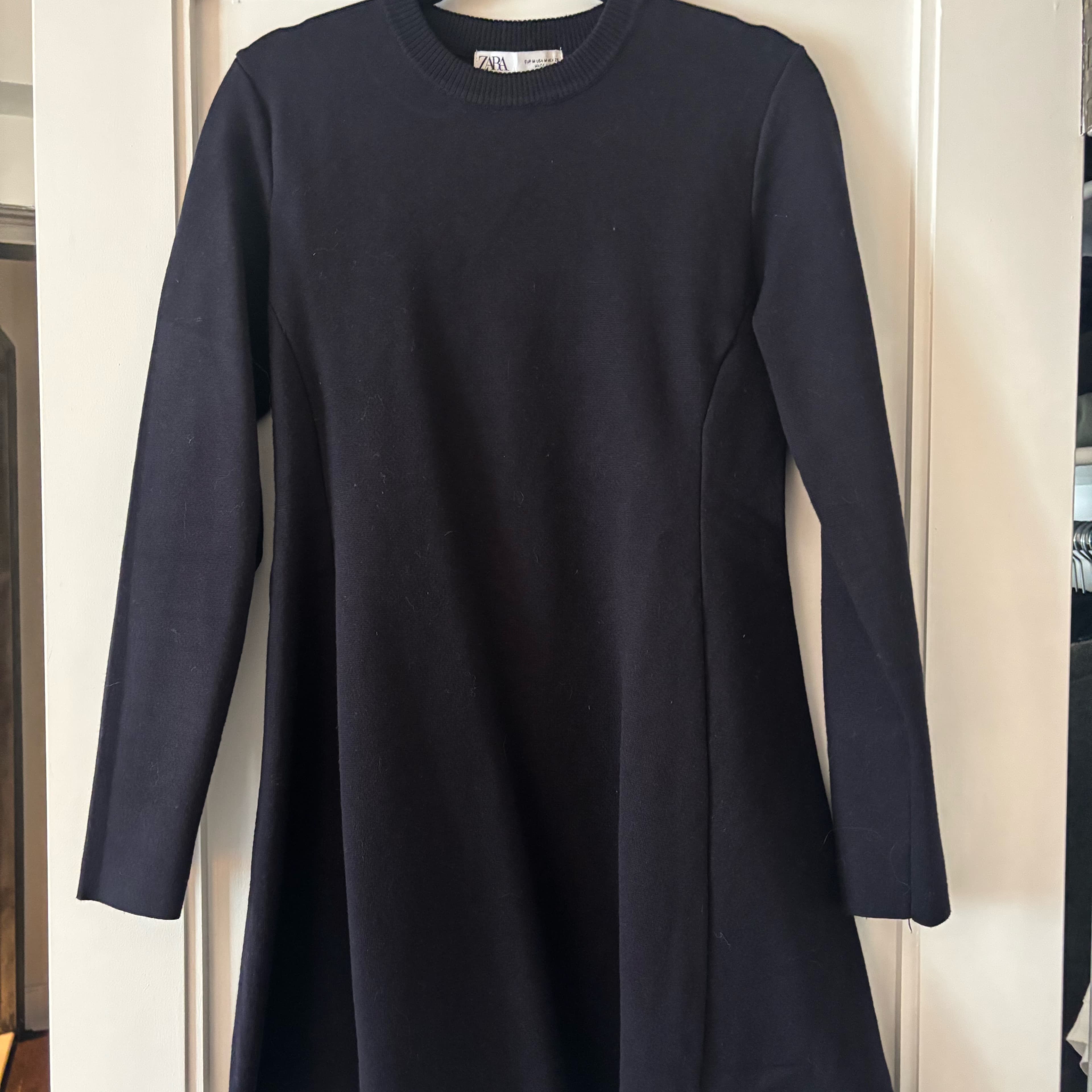 Plain knit Mini Dress - Navy - Image 4