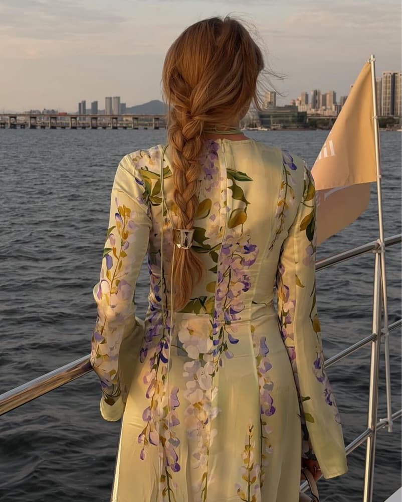 Leo Lin Green Floral Maxi Dress + Choker - Image 2