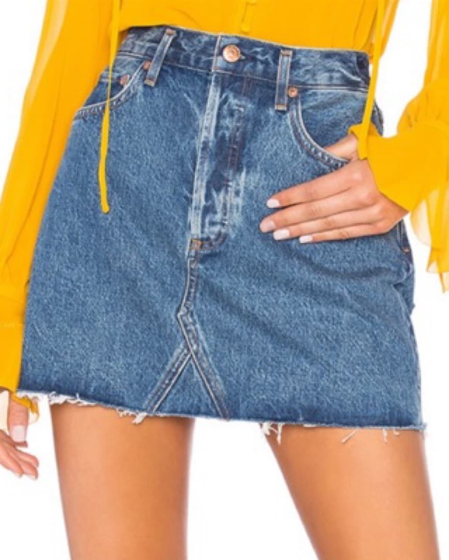 Agolde Dark Wash Denim Mini Skirt - Image 1