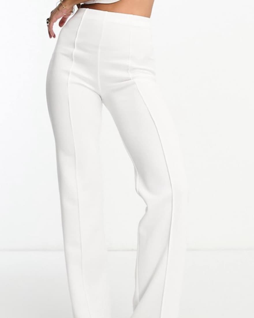 Asos White Wide Leg TrouserPalazzo Pants - Image 1