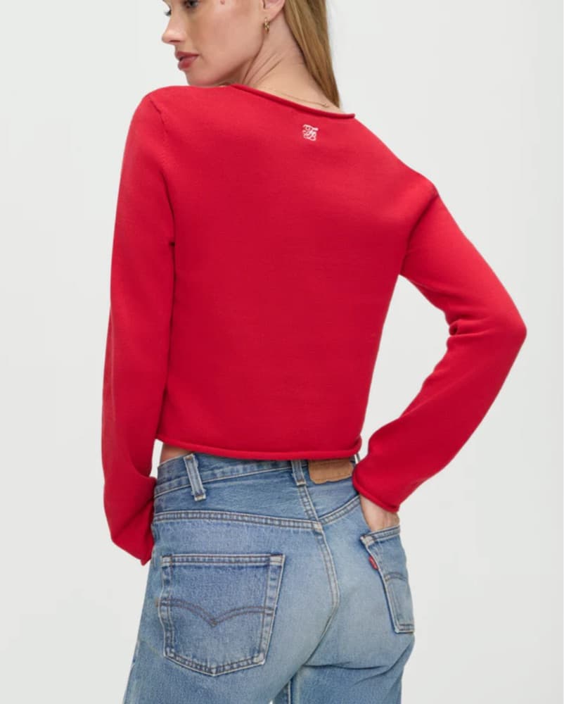 Frankies BikinisChic Red Cropped Sweater - Image 2
