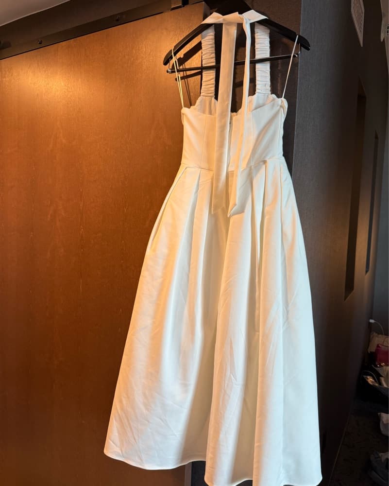 Meshki Halter Midi Dress - White - Image 5