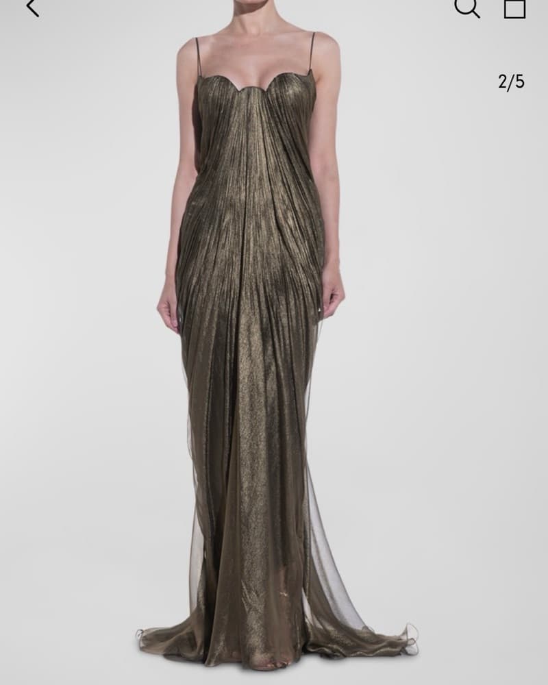 Glamorous Metallic Pleated Gown - Image 6
