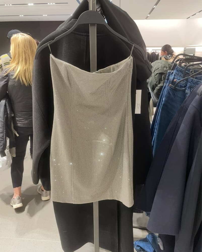 Zara Silver Rhinestone Mini Dress - Image 4