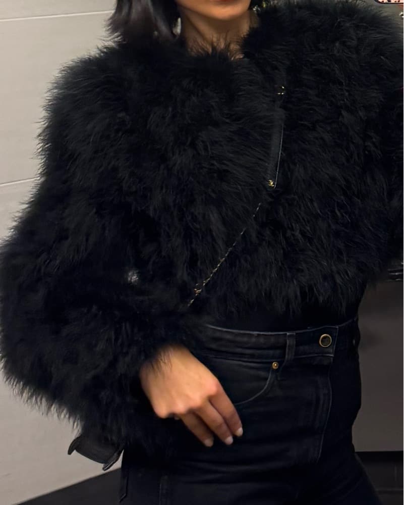 Luxurious Black Faux Fur Jacket - Image 2
